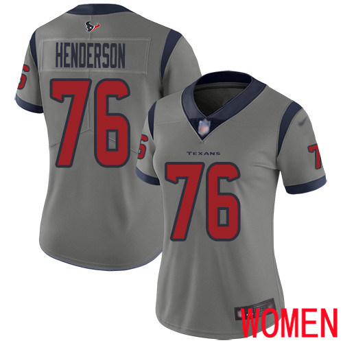 Houston Texans Limited Gray Women Seantrel Henderson Jersey NFL Football #76 Inverted Legend